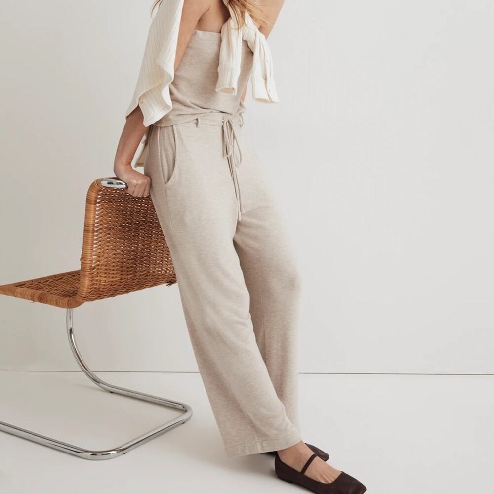 2 pc set Donni Sz xs Beige Sweater Wide Leg Cargo Casual Lounge Pants / tube top